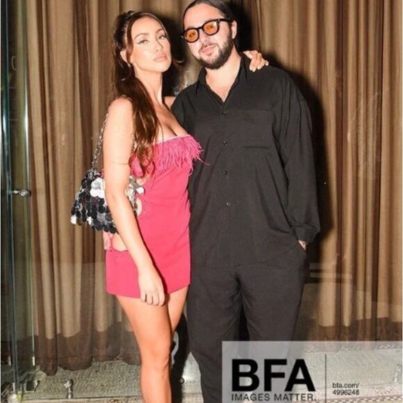 Guizio Feather Trim Embellished Cut-Out Mini Dress Magenta‎ Pink Size Small - Picture 4 of 12